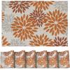 Artoid Mode Floral Vinyl Placemats Set of 4, Washable Heat Resistant Non-Slip Woven Plastic PVC Place Mats for Farmhouse Holiday Party Kitchen Dining Decor(Orange)