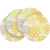 Artoid Mode Floral Vinyl Placemats Set of 4, Washable Heat Resistant Non-Slip Woven Plastic PVC Place Mats for Farmhouse Holiday Party Kitchen Dining Decor(Beige/Yellow)