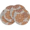 Artoid Mode Floral Vinyl Placemats Set of 4, Washable Heat Resistant Non-Slip Woven Plastic PVC Place Mats for Farmhouse Holiday Party Kitchen Dining Decor(Orange)