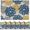 Artoid Mode Floral Vinyl Placemats Set of 4, Washable Heat Resistant Non-Slip Woven Plastic PVC Place Mats for Farmhouse Holiday Party Kitchen Dining Decor(Blue/Yellow)