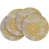 Artoid Mode Floral Vinyl Placemats Set of 4, Washable Heat Resistant Non-Slip Woven Plastic PVC Place Mats for Farmhouse Holiday Party Kitchen Dining Decor(Yellow)