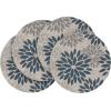Artoid Mode Floral Vinyl Placemats Set of 4, Washable Heat Resistant Non-Slip Woven Plastic PVC Place Mats for Farmhouse Holiday Party Kitchen Dining Decor(Blue/Gray)