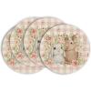 Artoid Mode Green White Bunny Rabbit Flowers Buffalo Plaid Easter Placemats Set of 4, 12×18 Inch Spring Table Mats for Party Kitchen Dining Decoration(Pink)