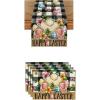 Artoid Mode Buffalo Plaid Bunny Egg Flowers Happy Easter Place Mats 12×18 Inch Set of 4 and Table Runner 13×72 Inch