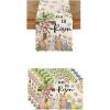 Artoid Mode Bunny Rabbits Eggs He is Risen Easter Place Mats 12×18 Inch Set of 4 and Table Runner 13×72 Inch