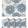 Artoid Mode Floral Vinyl Placemats Set of 4, Washable Heat Resistant Non-Slip Woven Plastic PVC Place Mats for Farmhouse Holiday Party Kitchen Dining Decor(Beige/Blue)