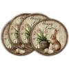 Artoid Mode Rabbit Bunny Eggs Tulip Round Happy Easter Placemats Set of 4, 14 Inch Seasonal Spring Holiday Table Mats for Party Kitchen Dining Decoration