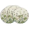 Artoid Mode Cotton Plant Leaf Butterfly Round Spring Placemats Set of 4, 14 Inch Summer Round Table Mats for Dining Decoration(Beige)