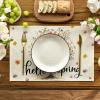 Artoid Mode Floral Tree Leaves Hello Spring Placemats Set of 4, 12×18 Inch Seasonal Summer Holiday Table Mats for Party Kitchen Dining Decoration