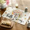 Artoid Mode Floral Tree Leaves Hello Spring Placemats Set of 4, 12×18 Inch Seasonal Summer Holiday Table Mats for Party Kitchen Dining Decoration