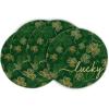 Artoid Mode Lucky Shamrocks Round St. Patrick’s Day Placemats Set of 4, 14 Inch Seasonal Clover Spring Round Table Mats for Kitchen Dining Decoration(Green)
