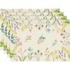 Artoid Mode Flowers Floral Summer Placemats Set of 4, 12×18 Inch Seasonal Spring Table Mats for Party Kitchen Wedding Dining Decoration(Beige)