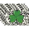 Artoid Mode Green Leaves Shamrocks St. Patrick’s Day Round Placemats Set of 4, 14 Inch Lucky Irish Spring Table Mats for Party Kitchen Dining Decoration(Black)