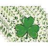 Artoid Mode Green Leaves Shamrocks St. Patrick’s Day Round Placemats Set of 4, 14 Inch Lucky Irish Spring Table Mats for Party Kitchen Dining Decoration(Green)
