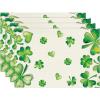 Artoid Mode Shamrock Round Placemats Set of 4,14 Inch Seasonal Spring Farmhouse Table Mats for Party Kitchen Dining Decoration(Beige)