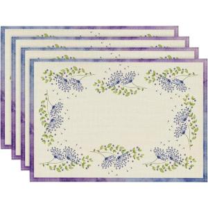 Artoid Mode Dandelion Spring Placemats Set of 4, 12×18 Inch Seasonal Gradient Purple Summer Holiday Table Mats for Party Kitchen Dining Decoration(Purple)