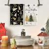 Artoid Mode Black Golden Xmas Tree Merry Christmas Kitchen Towels Dish Towels, 18×26 Inch Farmhouse Ornaments Winter Decoration Cleaning Set of 2