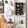 Artoid Mode Black Golden Xmas Tree Merry Christmas Kitchen Towels Dish Towels, 18×26 Inch Farmhouse Ornaments Winter Decoration Cleaning Set of 2