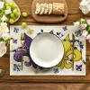 Artoid Mode Blue and White Iris Mardi Gras Spring Placemats Set of 4, 12×18 Inch Seasonal Spring Holiday Table Mats for Party Kitchen Dining Decoration