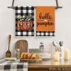 Artoid Mode Buffalo Plaid Hello Pumpkin Fall Kitchen Towels Dish Towels, 18×26 Inch Farmhouse Thanksgiving Decoration Hand Towels Set of 2