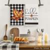 Artoid Mode Buffalo Plaid Pumpkin Hello Fall Kitchen Towels Dish Towels, 18×26 Inch Decoration Hand Towels Set of 4(Black)