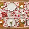 Artoid Mode Hearts Floral Sweet Valentine’s Placemats Set of 4, 12×18 Inch Wedding Anniversary Spring Table Mats for Party Dining Decoration