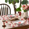 Artoid Mode Hearts Floral Sweet Valentine’s Placemats Set of 4, 12×18 Inch Wedding Anniversary Spring Table Mats for Party Dining Decoration