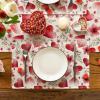 Artoid Mode Hearts Floral Sweet Valentine’s Placemats Set of 4, 12×18 Inch Wedding Anniversary Spring Table Mats for Party Dining Decoration