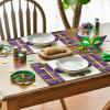 Artoid Mode Iris Stripes Mardi Gras Carnival Placemats Set of 4, 12×18 Inch Seasonal Table Mats for Party Kitchen Dining Decoration