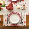Artoid Mode Love Tree Valentine Placemats Set of 4, 12×18 Inch Seasonal Anniversary Holiday Table Mats for Party Kitchen Dining Decoration