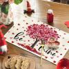 Artoid Mode Love Tree Valentine Placemats Set of 4, 12×18 Inch Seasonal Anniversary Holiday Table Mats for Party Kitchen Dining Decoration