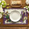 Artoid Mode Mask Lobster Iris Mardi Gras Placemats Set of 4, 12×18 Inch Seasonal Carnival Holiday Table Mats for Party Kitchen Dining Decoration
