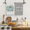 Artoid Mode Orange Eucalyptus Leaves Hello Pumpkin Fall Kitchen Towels Dish Towels, 18×26 Inch Farmhouse Give Thanks Decoration Hand Towels Set of 4(Grey)