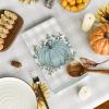 Artoid Mode Orange Eucalyptus Leaves Hello Pumpkin Fall Kitchen Towels Dish Towels, 18×26 Inch Farmhouse Give Thanks Decoration Hand Towels Set of 4(Grey)