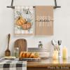 Artoid Mode Orange Eucalyptus Leaves Hello Pumpkin Fall Kitchen Towels Dish Towels, 18×26 Inch Farmhouse Give Thanks Decoration Hand Towels Set of 4(Orange)