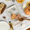 Artoid Mode Orange Eucalyptus Leaves Hello Pumpkin Fall Kitchen Towels Dish Towels, 18×26 Inch Farmhouse Give Thanks Decoration Hand Towels Set of 4(Orange)