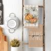 Artoid Mode Orange Eucalyptus Leaves Hello Pumpkin Fall Kitchen Towels Dish Towels, 18×26 Inch Farmhouse Give Thanks Decoration Hand Towels Set of 4(Orange)