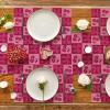 Artoid Mode Pink Buffalo Plaid Cherry Bows Valentine Placemats Set of 4, 12×18 Inch Anniversary Table Mats for Party Kitchen Dining Decoration