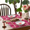 Artoid Mode Pink Buffalo Plaid Cherry Bows Valentine Placemats Set of 4, 12×18 Inch Anniversary Table Mats for Party Kitchen Dining Decoration