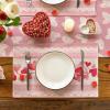 Artoid Mode Pink Love Hearts Valentine Placemats Set of 4, 12×18 Inch Anniversary Table Mats for Party Kitchen Dining Decoration