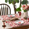 Artoid Mode Pink Love Hearts Valentine Placemats Set of 4, 12×18 Inch Anniversary Wedding Table Mats for Party Kitchen Dining Decoration