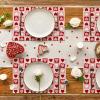 Artoid Mode Pink Love Hearts Valentine Placemats Set of 4, 12×18 Inch Anniversary Wedding Table Mats for Party Kitchen Dining Decoration
