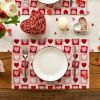 Artoid Mode Pink Love Hearts Valentine Placemats Set of 4, 12×18 Inch Anniversary Wedding Table Mats for Party Kitchen Dining Decoration