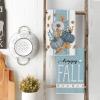 Artoid Mode Pink Stripes Pumpkin Happy Fall Kitchen Towels Dish Towels, 18×26 Inch Farmhouse Maple Leaves Decoration Hand Towels Set of 2(Blue)