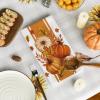 Artoid Mode Pink Stripes Pumpkin Happy Fall Kitchen Towels Dish Towels, 18×26 Inch Farmhouse Maple Leaves Decoration Hand Towels Set of 2(Orange)