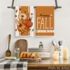 Artoid Mode Pink Stripes Pumpkin Happy Fall Kitchen Towels Dish Towels, 18×26 Inch Farmhouse Maple Leaves Decoration Hand Towels Set of 2(Orange)