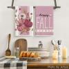 Artoid Mode Pink Stripes Pumpkin Happy Fall Kitchen Towels Dish Towels, 18×26 Inch Farmhouse Maple Leaves Decoration Hand Towels Set of 2(Pink)