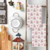 Artoid Mode Red Bowknot Xmas Tree Christmas Kitchen Towels Dish Towels, 18×26 Inch Farmhouse Snowflake Winter Decoration Cleaning Set of 2(Pink)