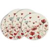 Artoid Mode Red Floral Valentine Round Valentine Placemats Set of 4, 14 Inch Wedding Anniversary Table Mats for Dining Decoration(Beige)