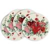 Artoid Mode Red Love Hearts Rose Valentine Placemats Set of 4, 12×18 Inch Seasonal Anniversary Holiday Table Mats for Party Kitchen Dining Decoration(Beige)